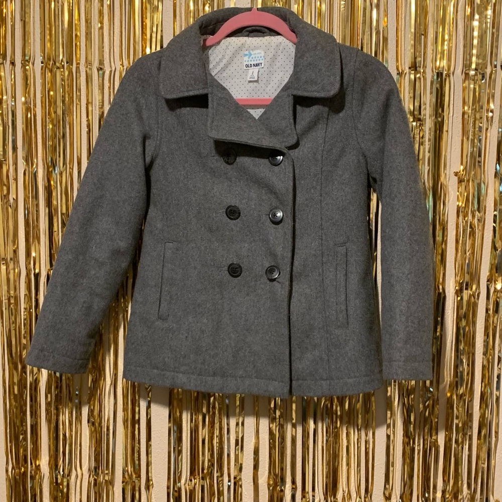 Girl’s gray wool blend pea coat size L (10-12)
